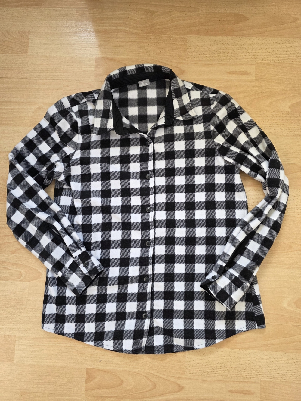 Women's Black and White Check Button-Up Shirt
